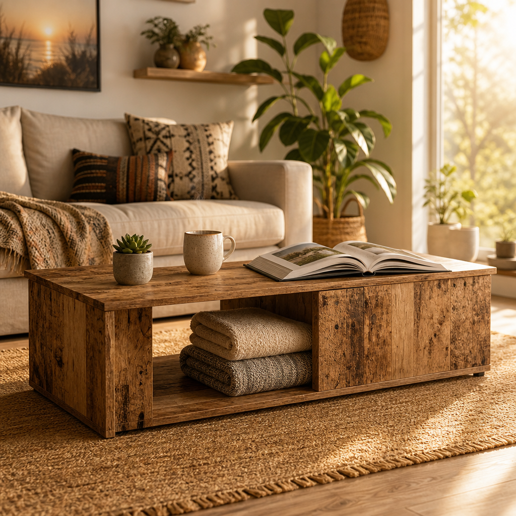 Table basse en bois vielli Alrik
