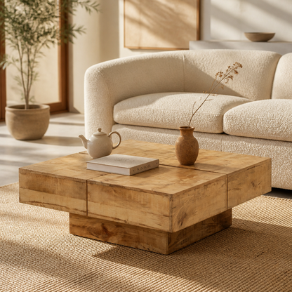 Table basse en bois massif Luna